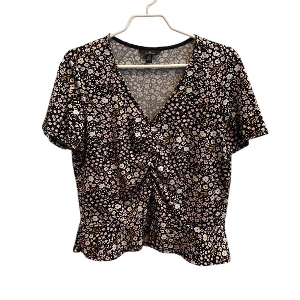 Jules & Leopold V-neck cinched floral blouse. Size large